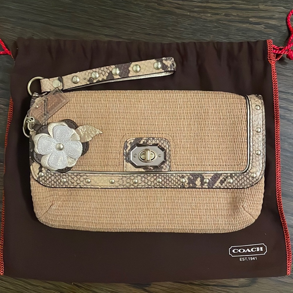 Coach Straw Python Clutch